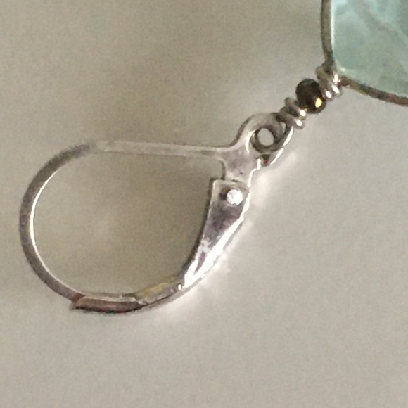Pale Blue Teardrop Dangle Earrings Sterling - Picture 8 of 9
